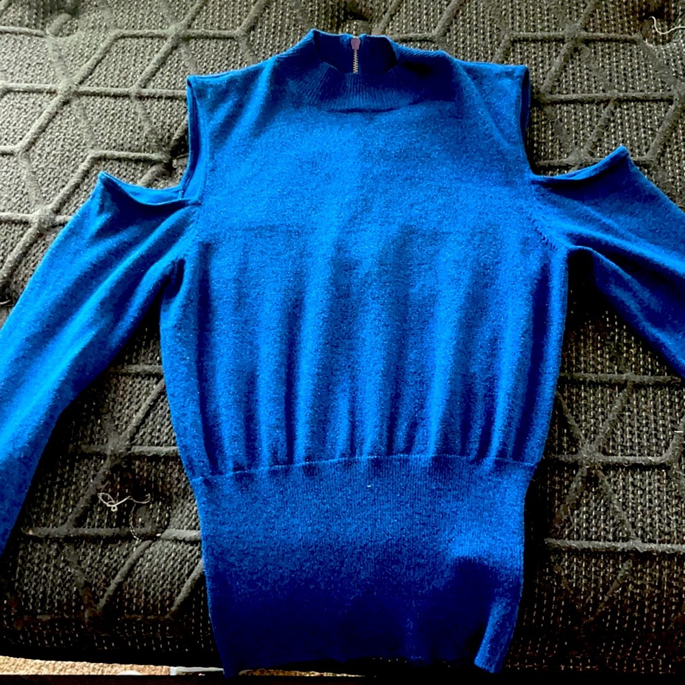 Bebe Royal Blue Shoulder Cut-out Long Sleeve